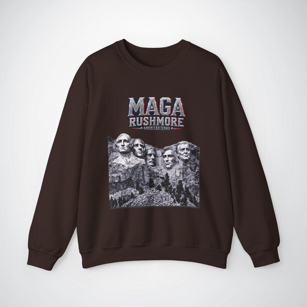 MAGA Rushmore Sweatshirt | American Icons Crewneck Gildan 18000