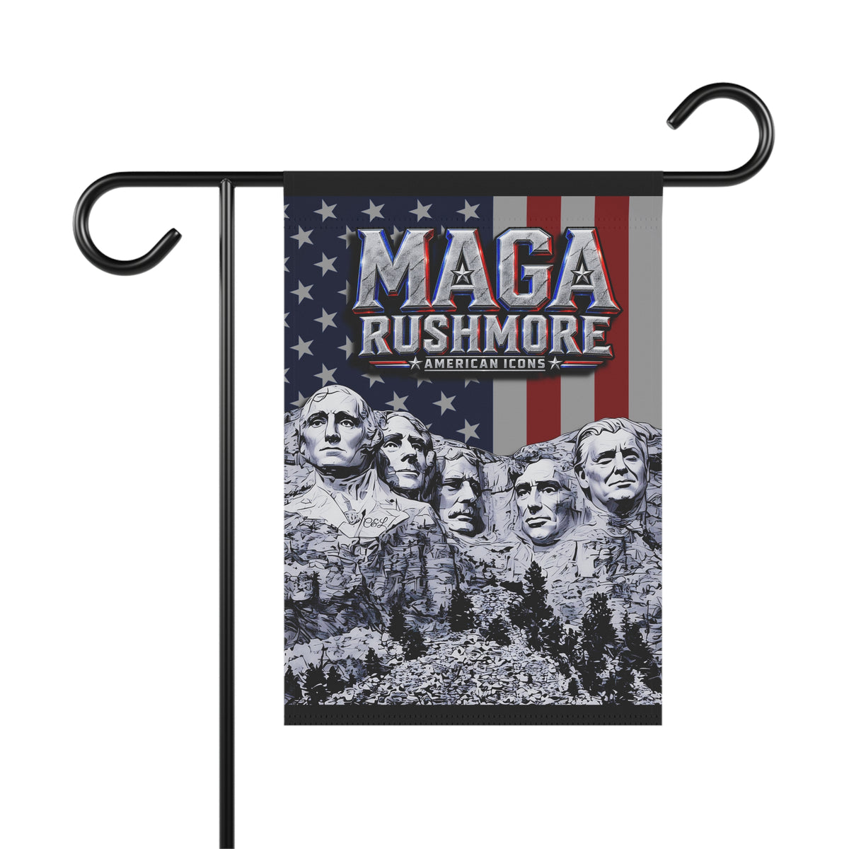 MAGA Rushmore Garden Flag | American Icons Patriotic Banner for Yard, Porch & Outdoor Decor