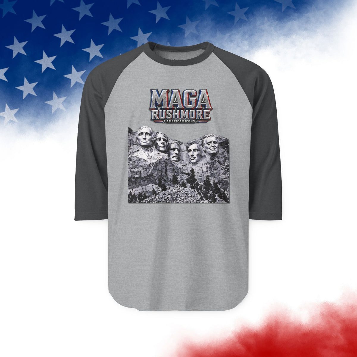 MAGA Rushmore Raglan Shirt | American Icons Baseball Tee