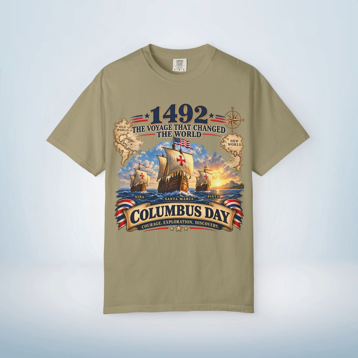 Columbus Day Shirt – 1492 Vintage-Inspired Three Ships Tee