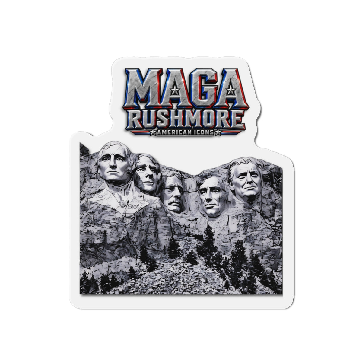 Trump Fridge Magnet | MAGA Rushmore Die-Cut Vinyl
