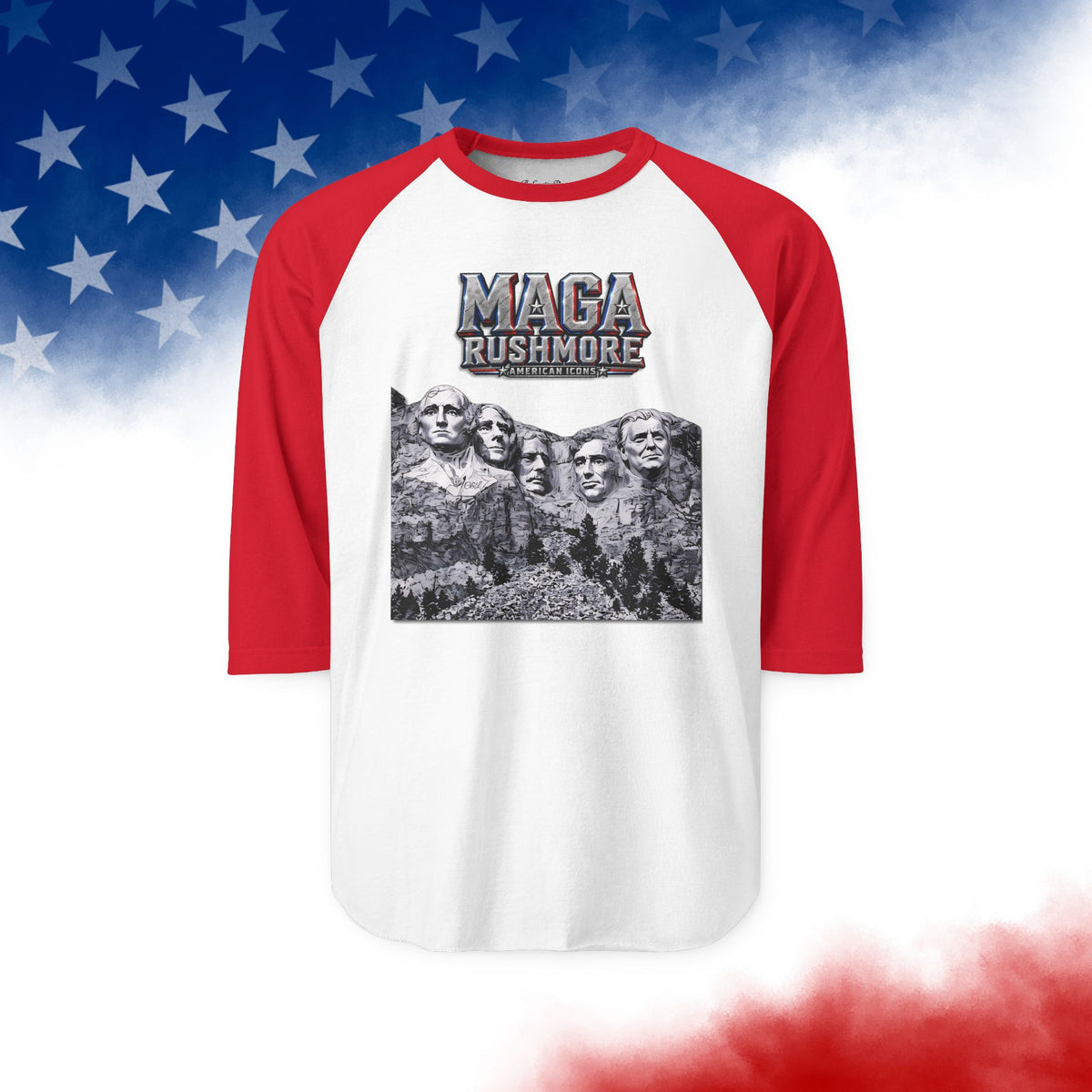 MAGA Rushmore Raglan Shirt | American Icons Baseball Tee