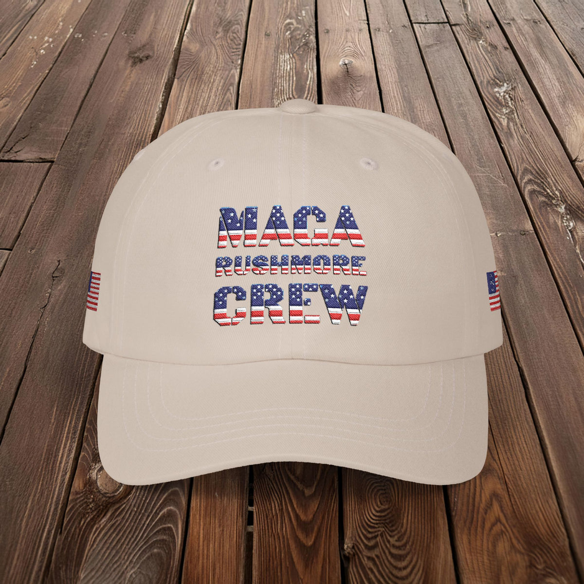 Patriotic "MAGA RUSHMORE CREW" Dad Cap — USA Flag Embroidered Baseball Hat