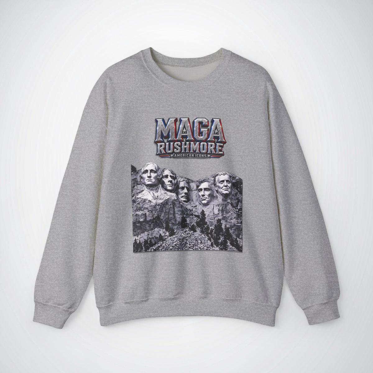 MAGA Rushmore Sweatshirt | American Icons Crewneck Gildan 18000