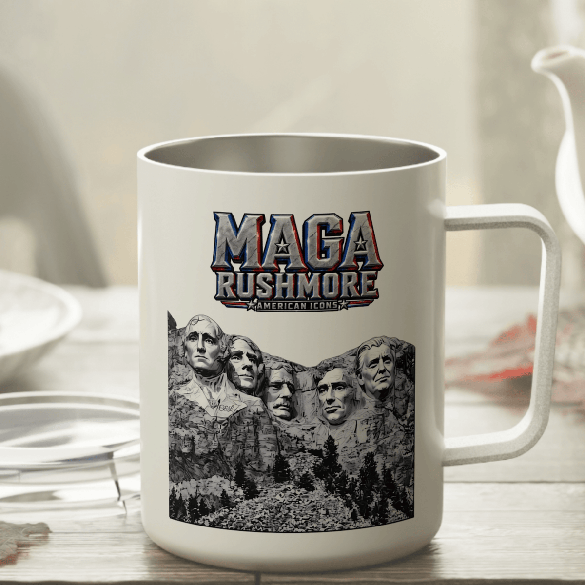 MAGA Rushmore 10oz Insulated Coffee Mug | Trump Added to Mount Rushmore - MAGA Rushmore Crew