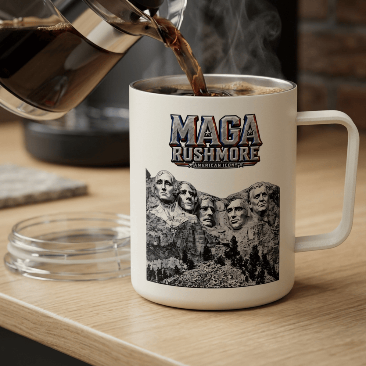 MAGA Rushmore 10oz Insulated Coffee Mug | Trump Added to Mount Rushmore - MAGA Rushmore Crew