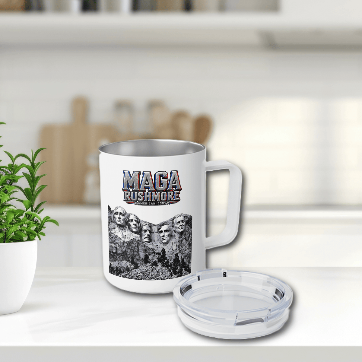 MAGA Rushmore 10oz Insulated Coffee Mug | Trump Added to Mount Rushmore - MAGA Rushmore Crew