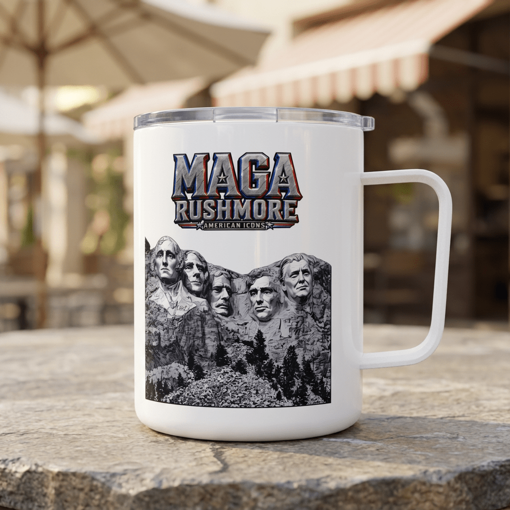 MAGA Rushmore 10oz Insulated Coffee Mug | Trump Added to Mount Rushmore - MAGA Rushmore Crew
