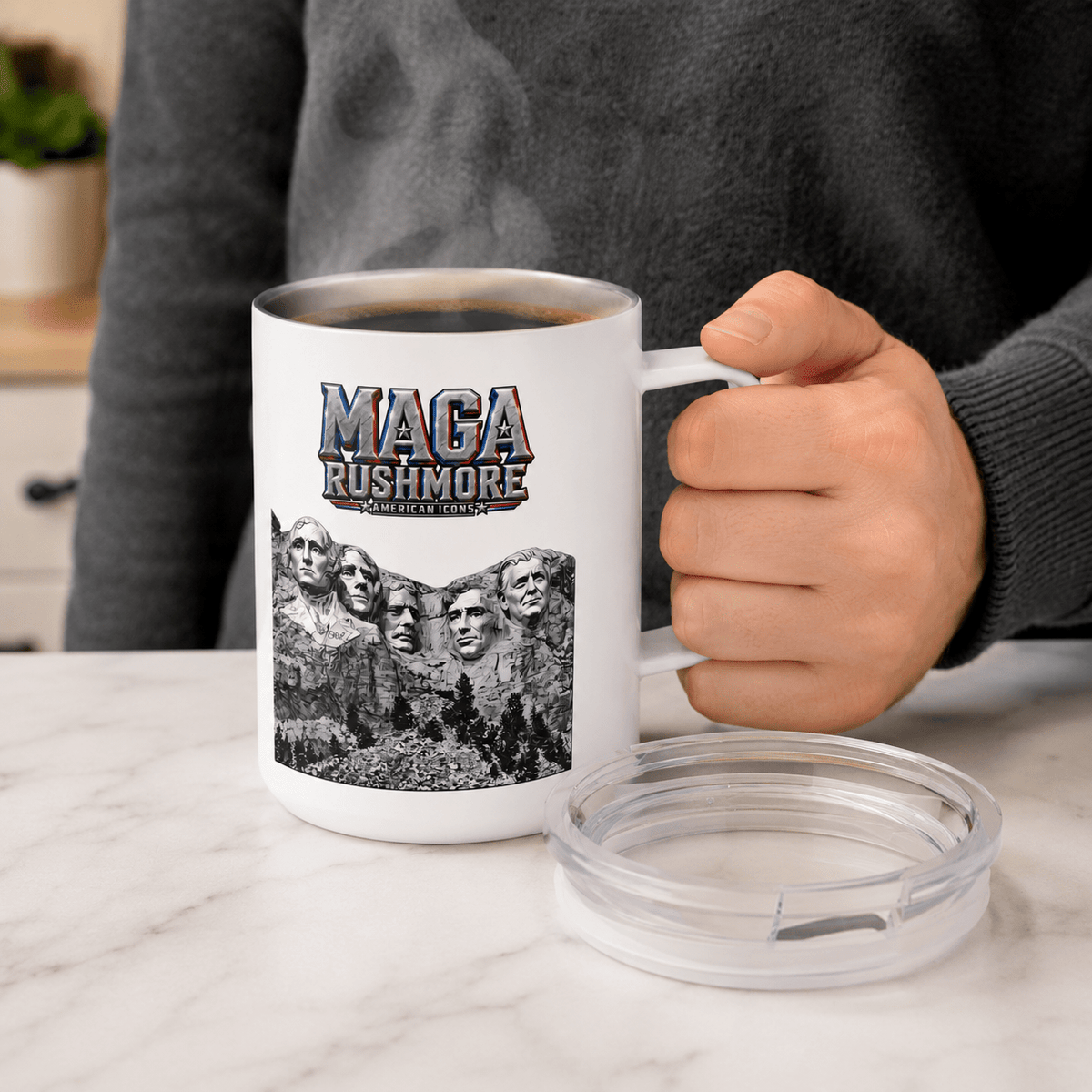 MAGA Rushmore 10oz Insulated Coffee Mug | Trump Added to Mount Rushmore - MAGA Rushmore Crew