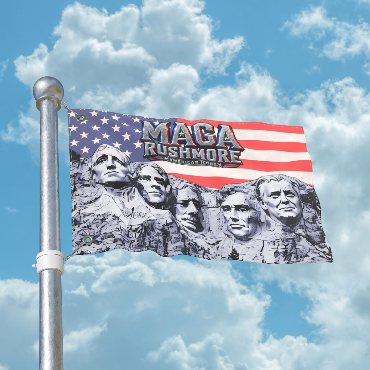 MAGA Rushmore American Icons Double-Sided Flag - MAGA Rushmore Crew