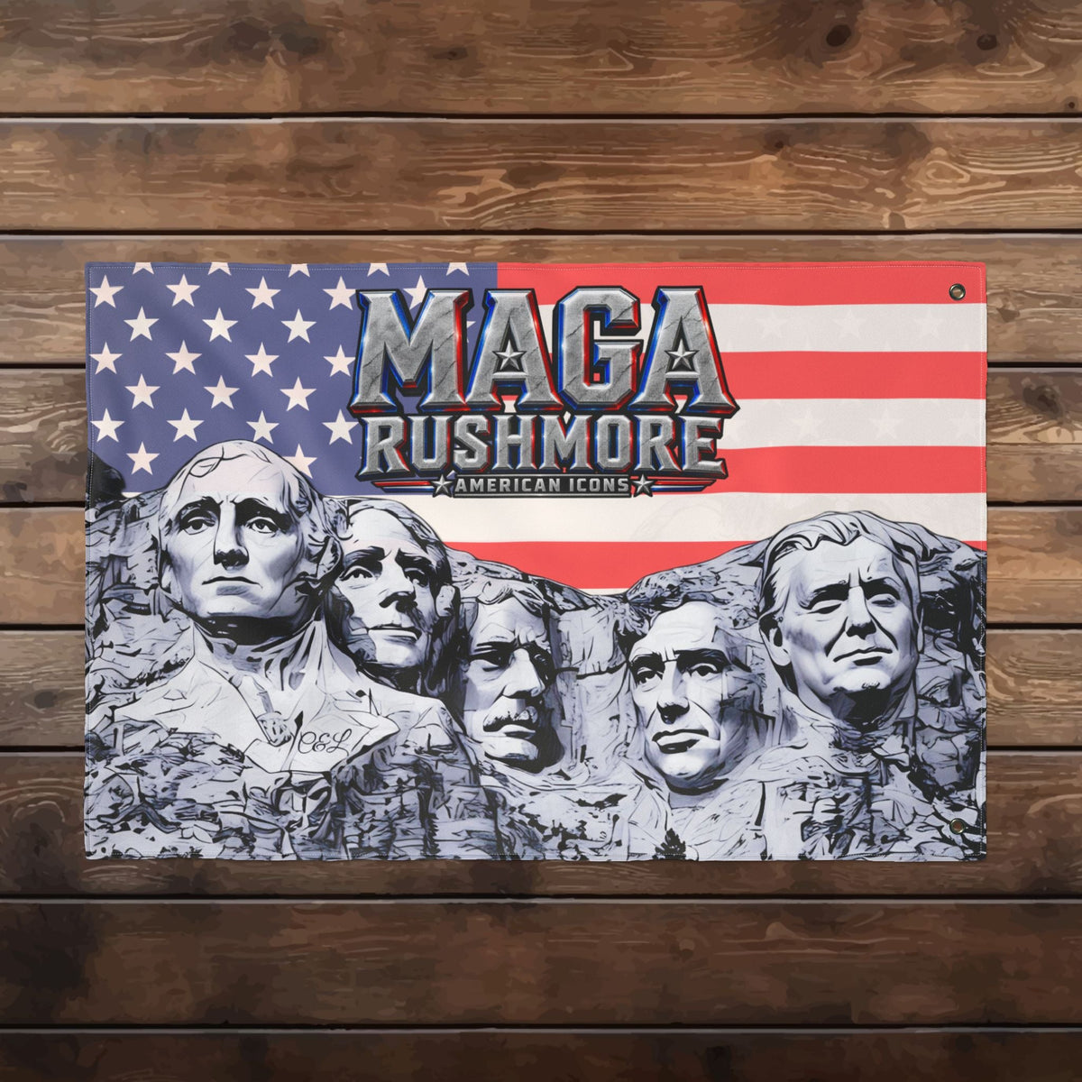 MAGA Rushmore American Icons Double-Sided Flag - MAGA Rushmore Crew
