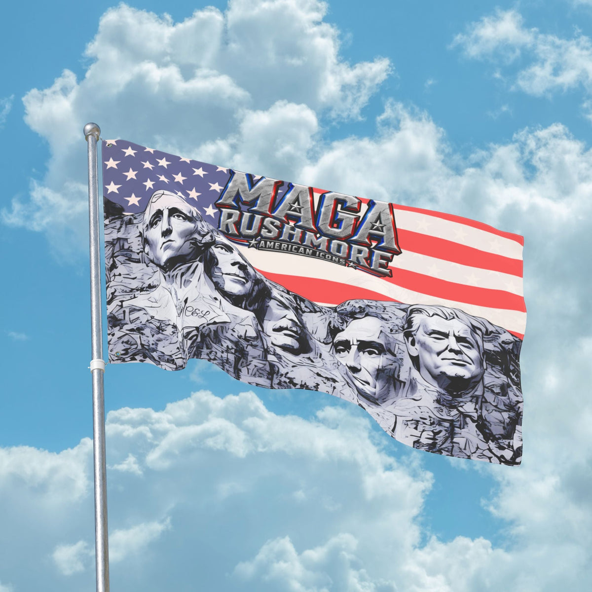 MAGA Rushmore American Icons Double-Sided Flag - MAGA Rushmore Crew