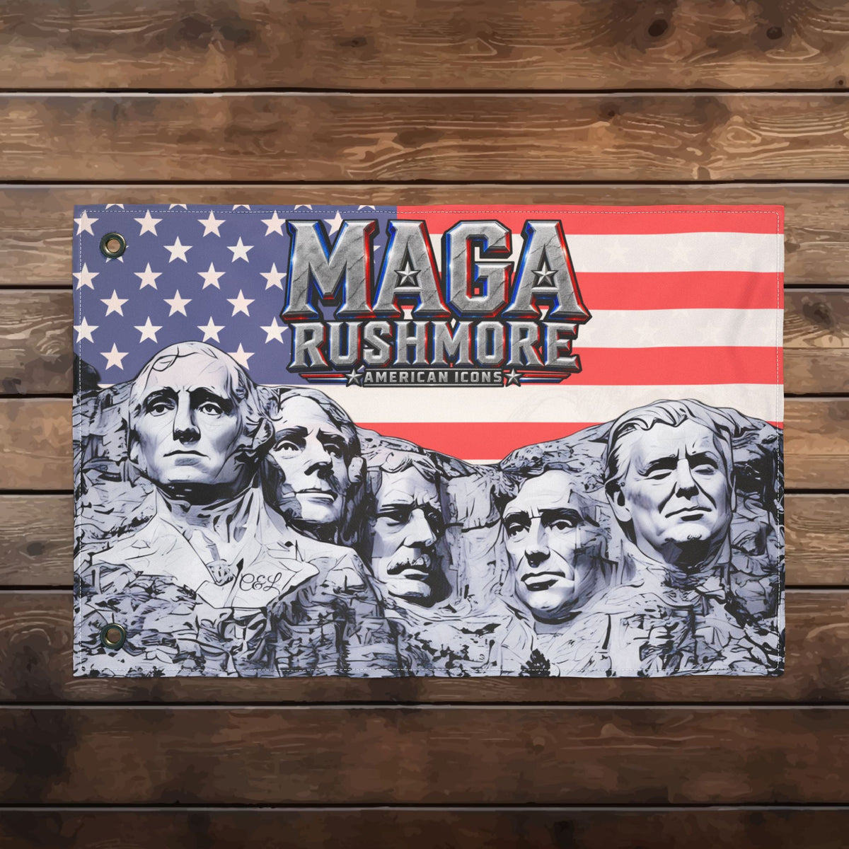 MAGA Rushmore American Icons Double-Sided Flag - MAGA Rushmore Crew