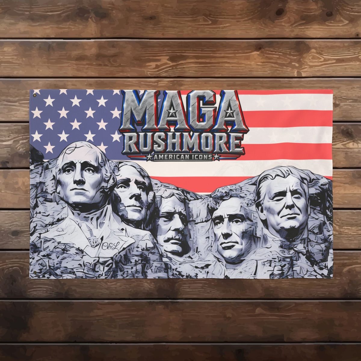 MAGA Rushmore American Icons Double-Sided Flag - MAGA Rushmore Crew