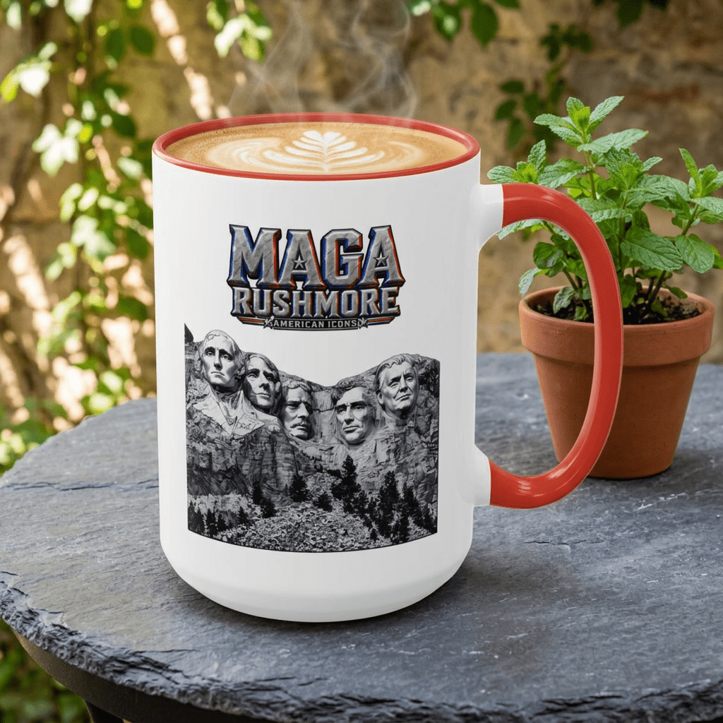 MAGA Rushmore Ceramic Coffee Mug | Trump on Mount Rushmore 11oz Patriotic Cup - MAGA Rushmore Crew