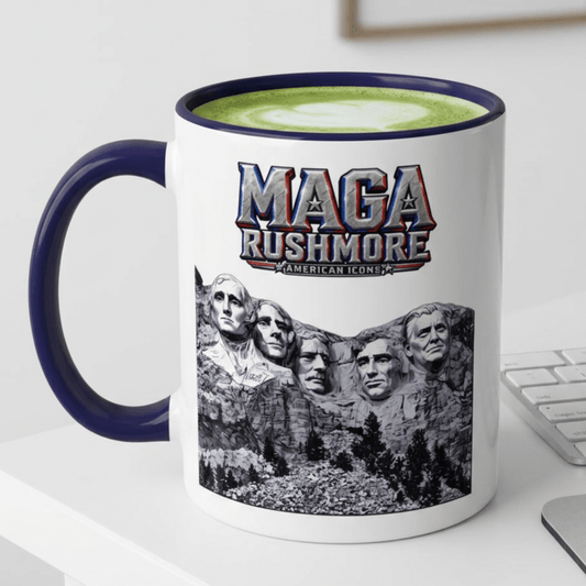 MAGA Rushmore Ceramic Coffee Mug | Trump on Mount Rushmore 11oz Patriotic Cup - MAGA Rushmore Crew