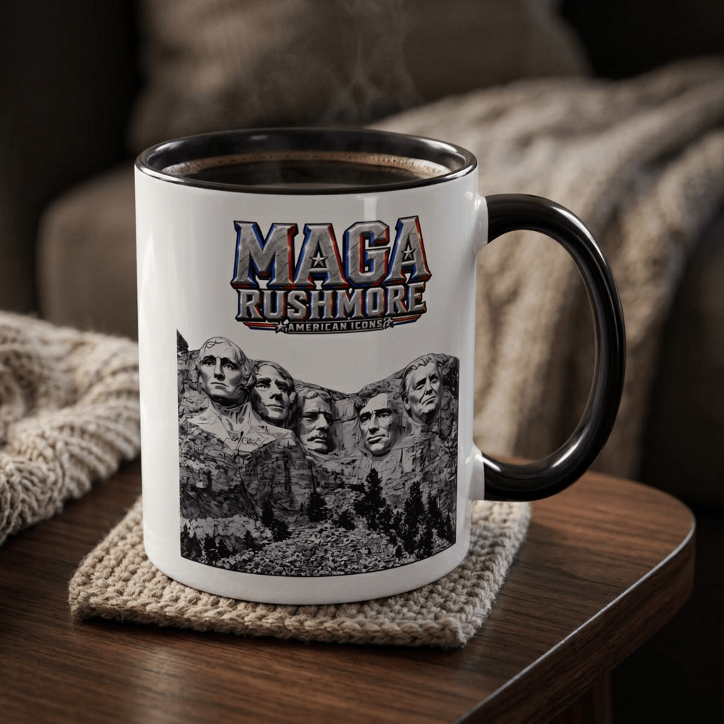 MAGA Rushmore Ceramic Coffee Mug | Trump on Mount Rushmore 11oz Patriotic Cup - MAGA Rushmore Crew