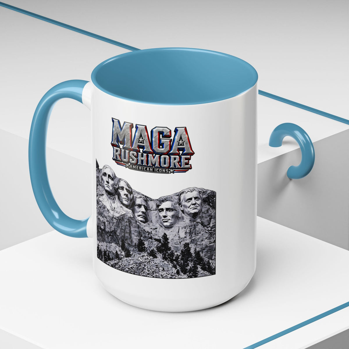 MAGA Rushmore Ceramic Coffee Mug | Trump on Mount Rushmore 11oz Patriotic Cup - MAGA Rushmore Crew