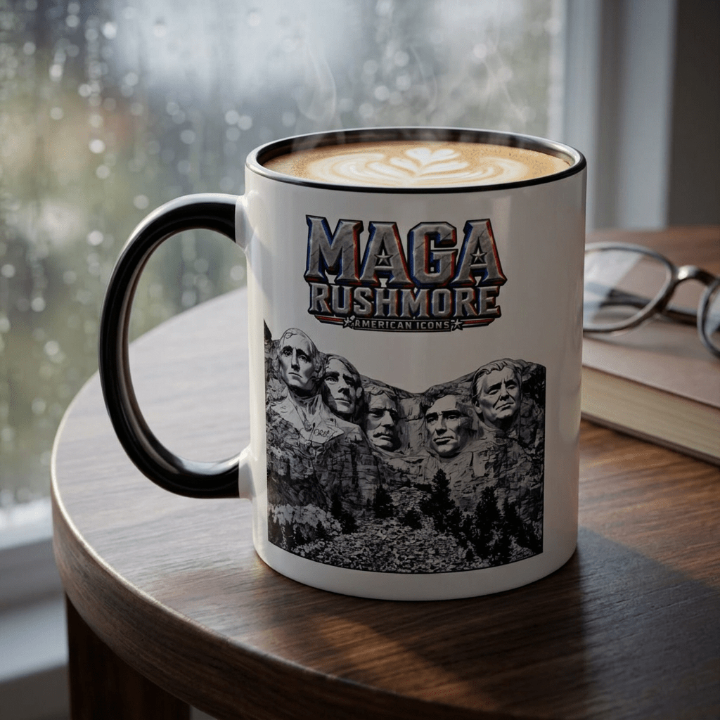 MAGA Rushmore Ceramic Coffee Mug | Trump on Mount Rushmore 11oz Patriotic Cup - MAGA Rushmore Crew