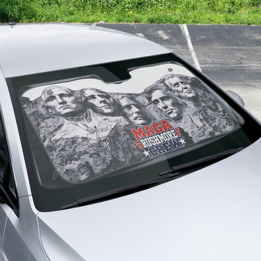 MAGA Rushmore Crew Car Sun Shade — Patriotic Windshield Protector - MAGA Rushmore Crew