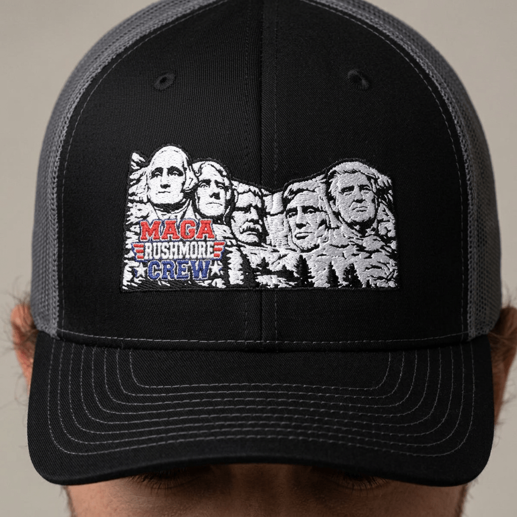 MAGA Rushmore Crew Embroidered Richardson 112 Trucker Cap - MAGA Rushmore Crew