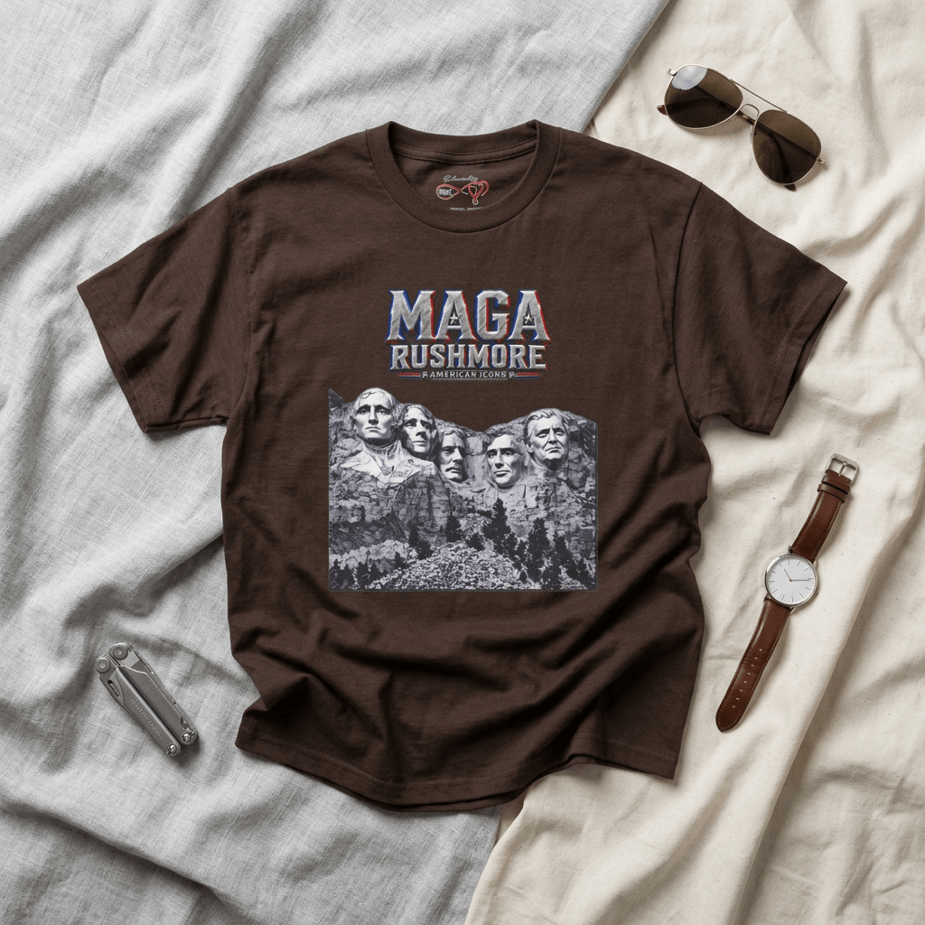 MAGA Rushmore Crew T-Shirt | Patriotic Graphic Tee - MAGA Rushmore Crew
