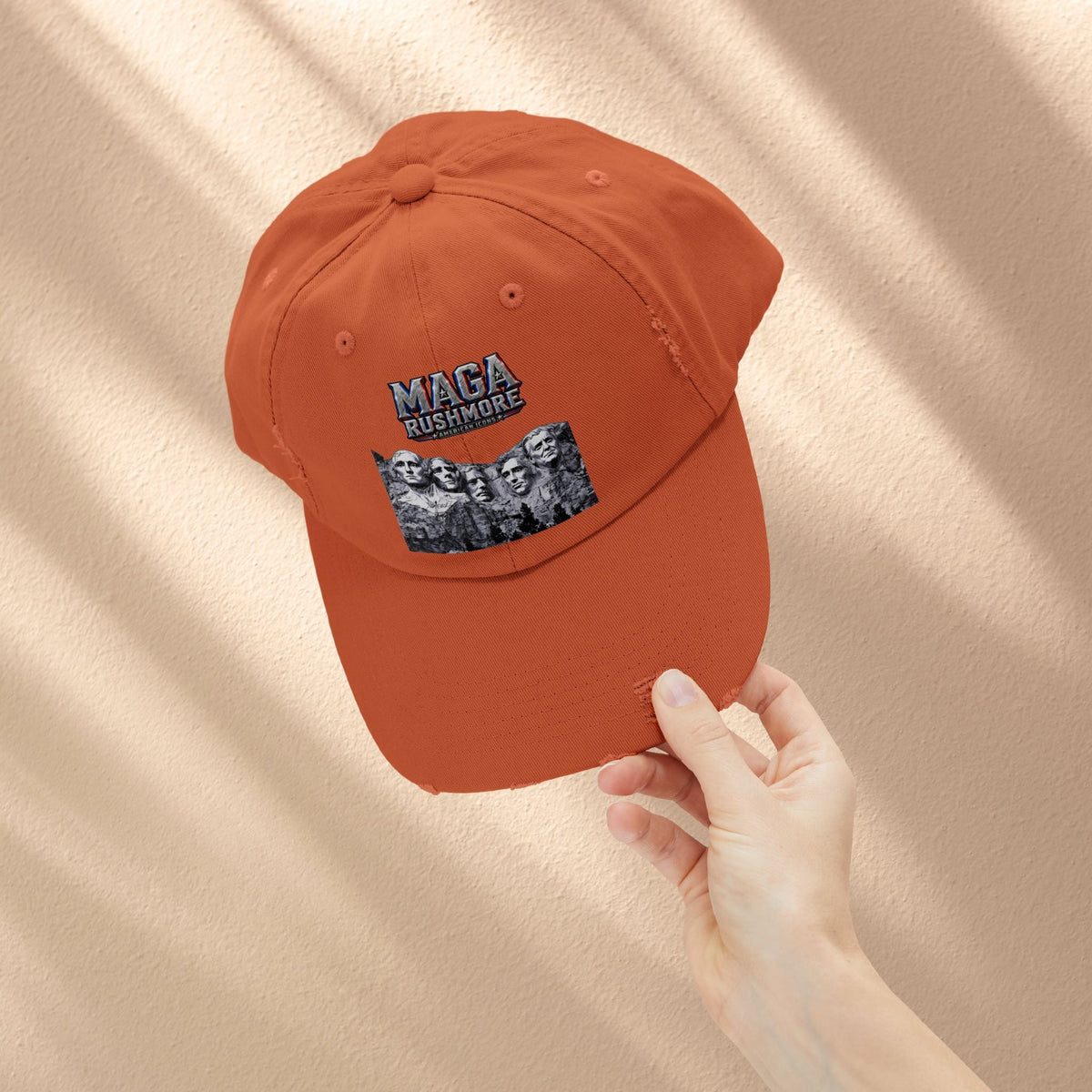 MAGA Rushmore Distressed Hat | American Icons Patriotic Cap - MAGA Rushmore Crew