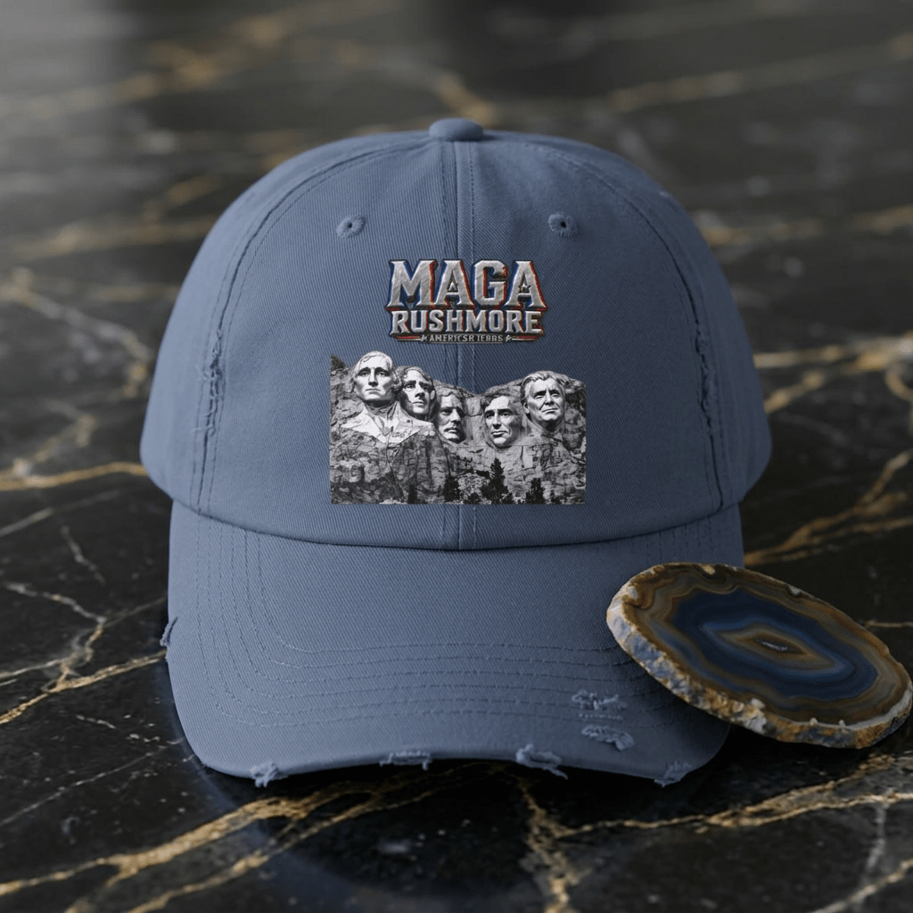 MAGA Rushmore Distressed Hat | American Icons Patriotic Cap - MAGA Rushmore Crew