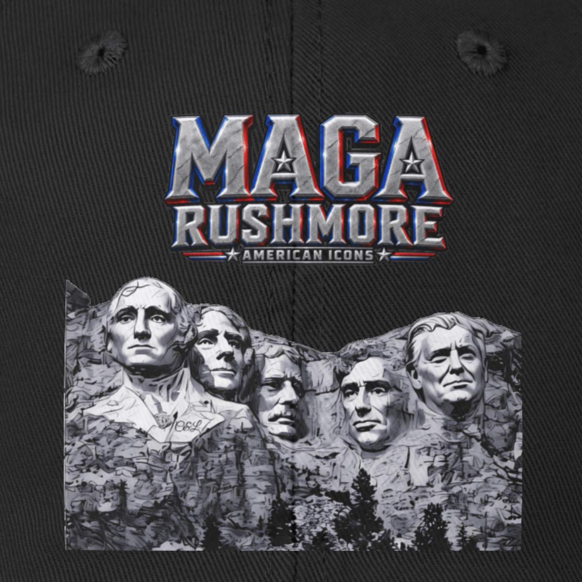 MAGA Rushmore Distressed Hat | American Icons Patriotic Cap - MAGA Rushmore Crew