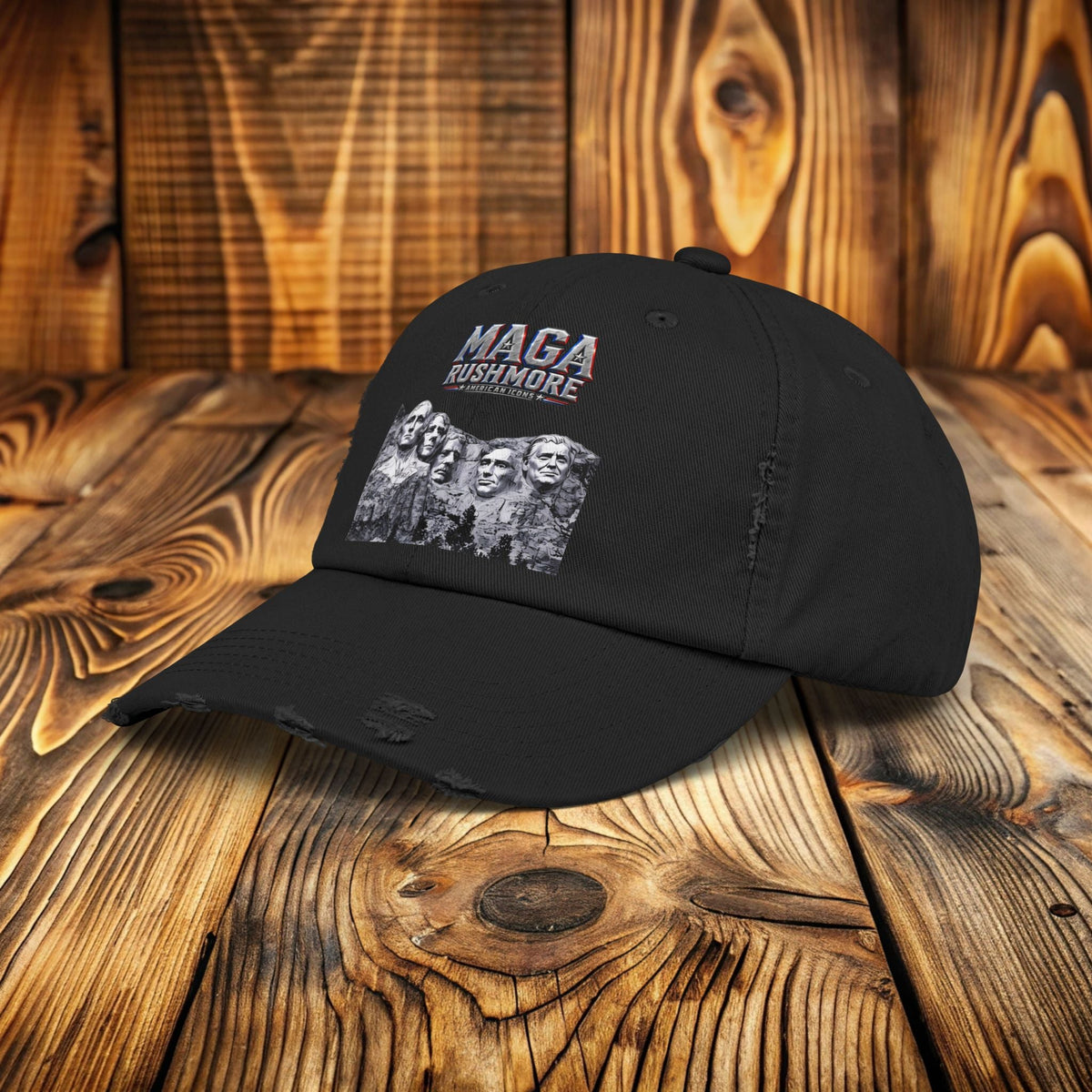 MAGA Rushmore Distressed Hat | American Icons Patriotic Cap - MAGA Rushmore Crew