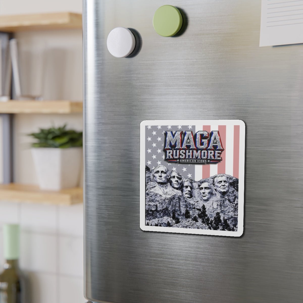 MAGA Rushmore Magnet | Original Mount Rushmore Presidents + Trump | Patriotic American Icons Fridge Magnet - MAGA Rushmore Crew