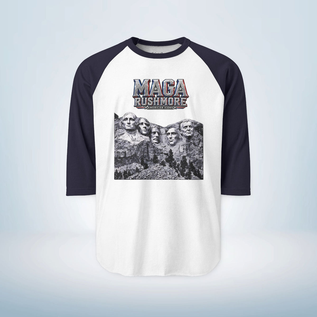 MAGA Rushmore Unisex 3/4 Sleeve Raglan Shirt | Baseball Style Patriotic Tee - MAGA Rushmore Crew