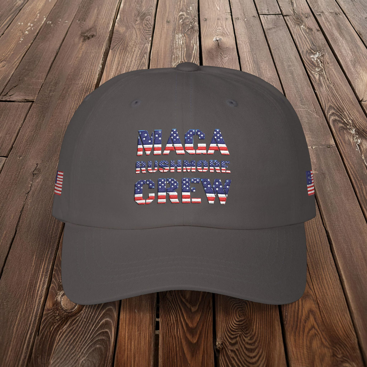 Patriotic "MAGA RUSHMORE CREW" Dad Cap — USA Flag Embroidered Baseball Hat - MAGA Rushmore Crew