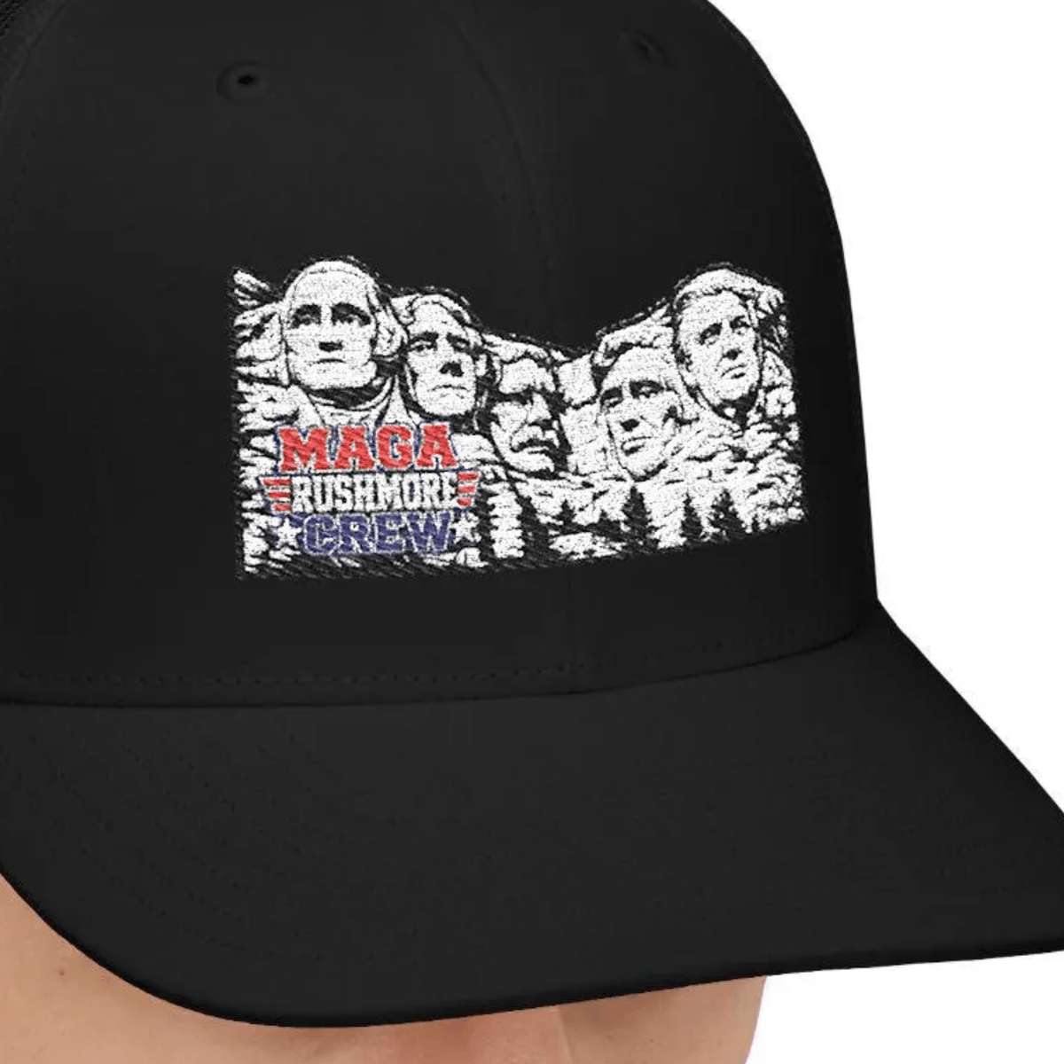 Patriotic "MAGA RUSHMORE CREW" Dad Cap — USA Flag Embroidered Baseball Hat - MAGA Rushmore Crew