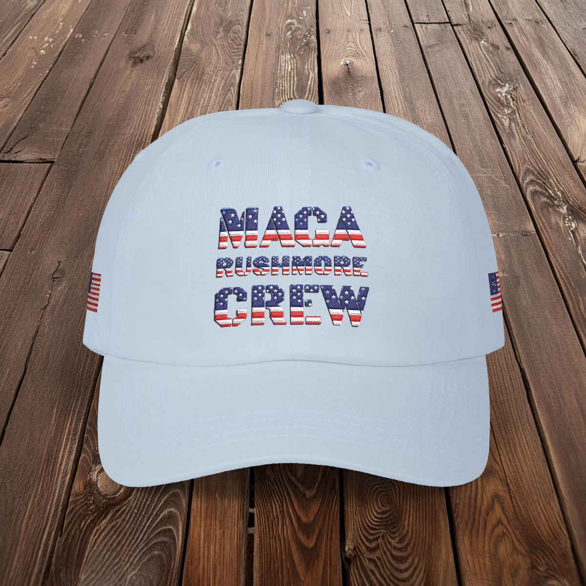 Patriotic "MAGA RUSHMORE CREW" Dad Cap — USA Flag Embroidered Baseball Hat - MAGA Rushmore Crew