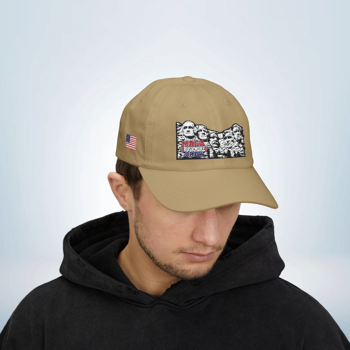 Patriotic "MAGA RUSHMORE CREW" Dad Cap — USA Flag Embroidered Baseball Hat - MAGA Rushmore Crew
