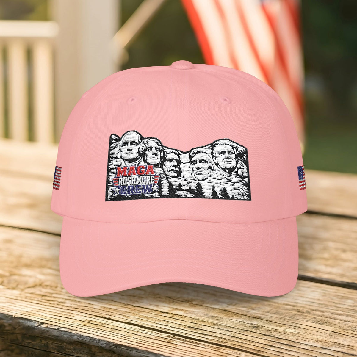 Patriotic "MAGA RUSHMORE CREW" Dad Cap — USA Flag Embroidered Baseball Hat - MAGA Rushmore Crew