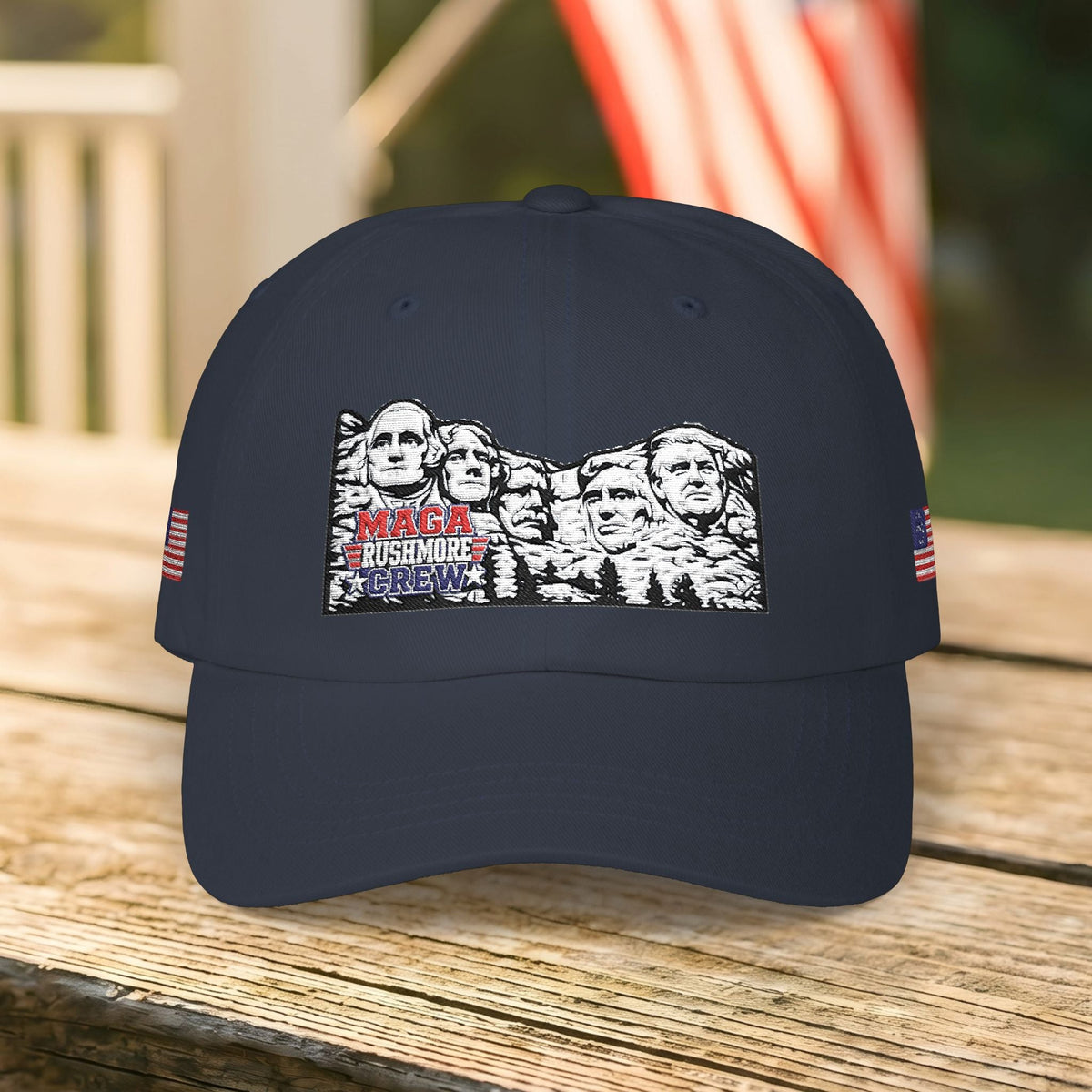 Patriotic "MAGA RUSHMORE CREW" Dad Cap — USA Flag Embroidered Baseball Hat - MAGA Rushmore Crew