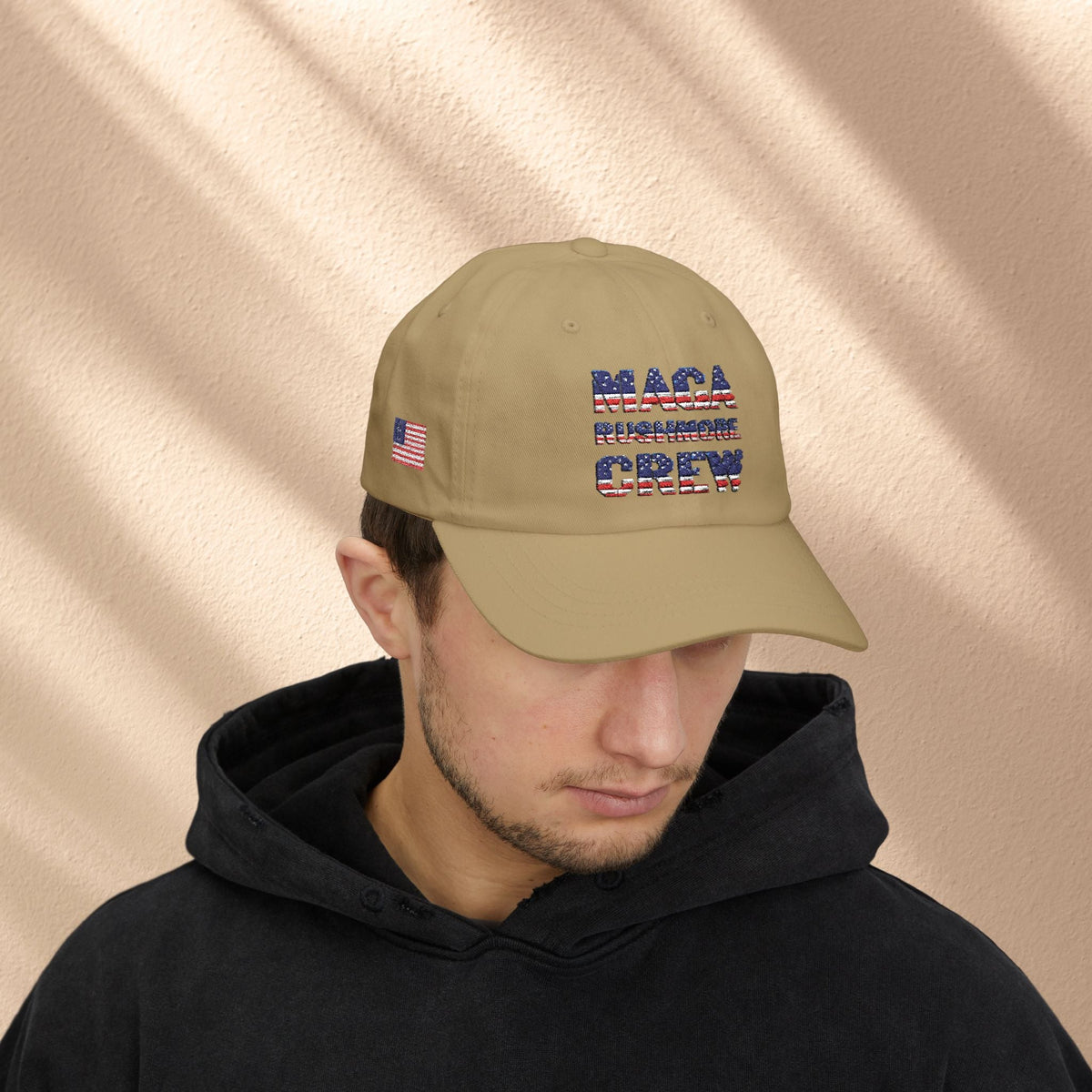 Patriotic "MAGA RUSHMORE CREW" Dad Cap — USA Flag Embroidered Baseball Hat - MAGA Rushmore Crew