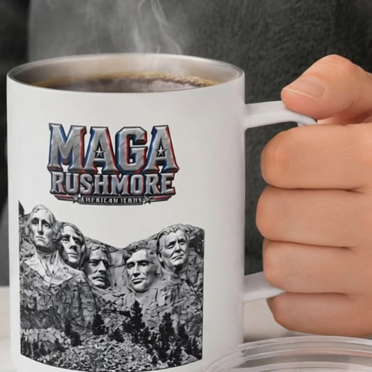 MAGA Rushmore 10oz Insulated Coffee Mug | Trump Added to Mount Rushmore